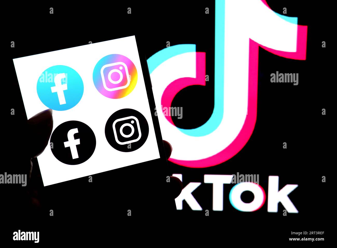 In this photo illustration, a Facebook and Instagram logo seen