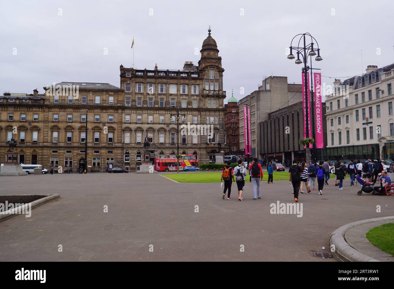 Glasgow, Scotland (UK): A view of famous George Square and the Merchants House building Stock Photo
