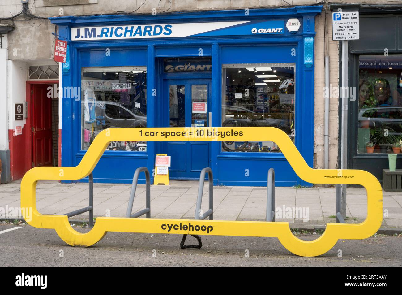 A bicycle parking bay or cyclehoop Stock Photo