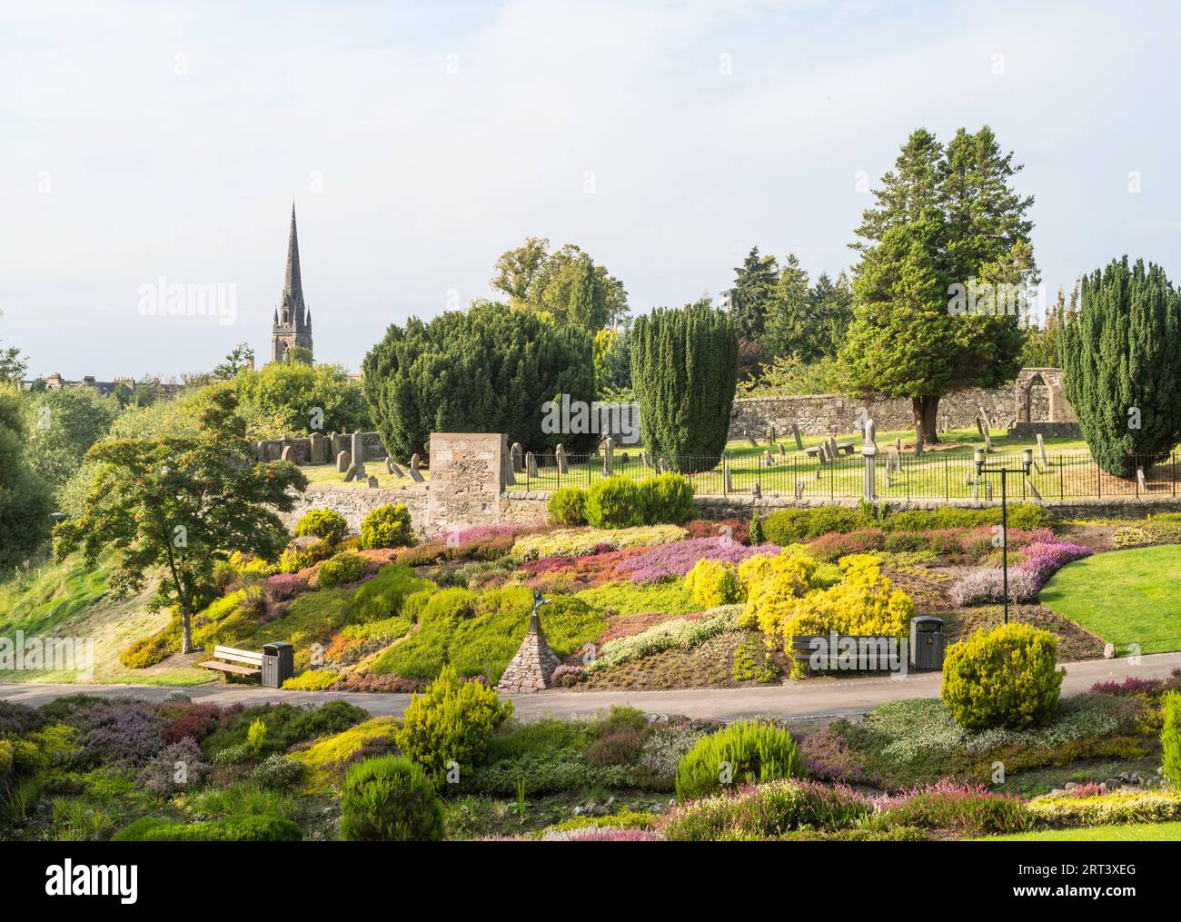 The heather garden in Perth Riverside Park, Scotland, UK Stock Photo