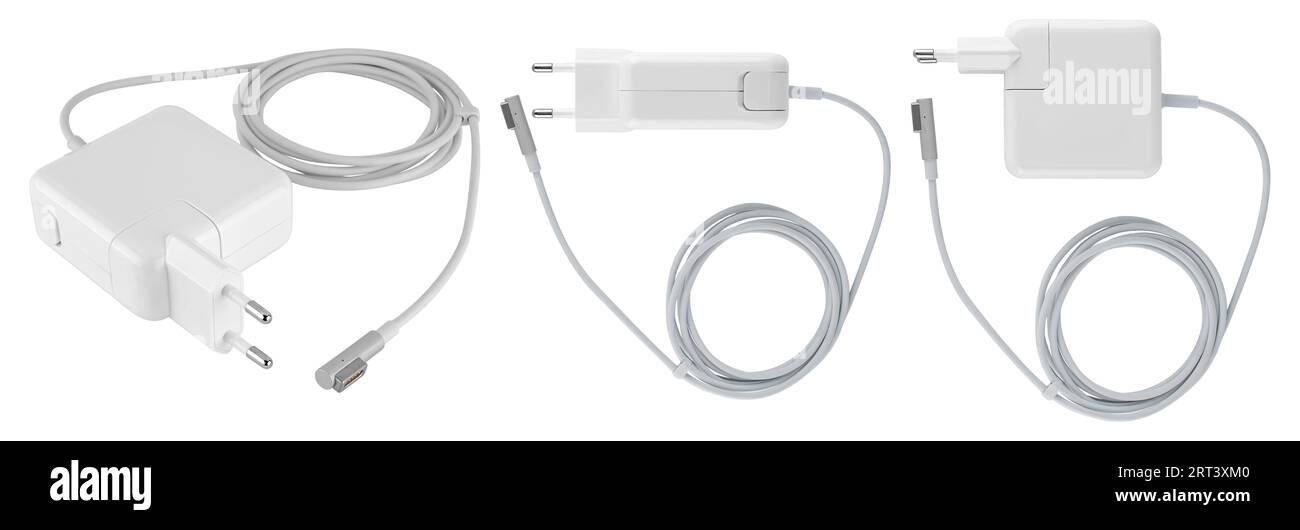 laptop power adapter, on white background in insulation Stock Photo - Alamy