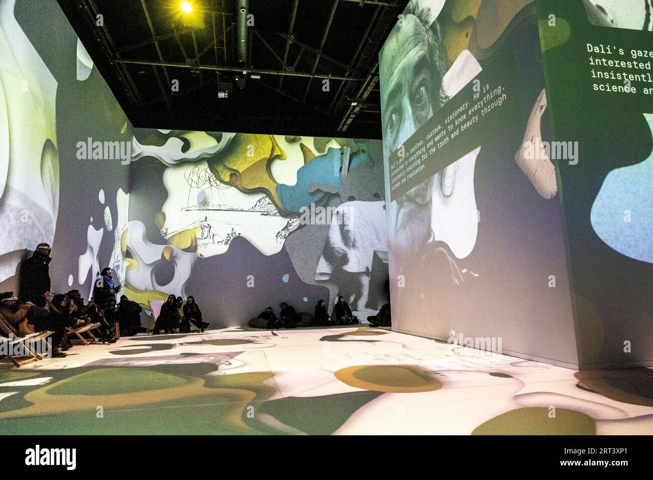 Art projections at the Dalí Cybernetics London: The Immersive Experience, London, England Stock Photo