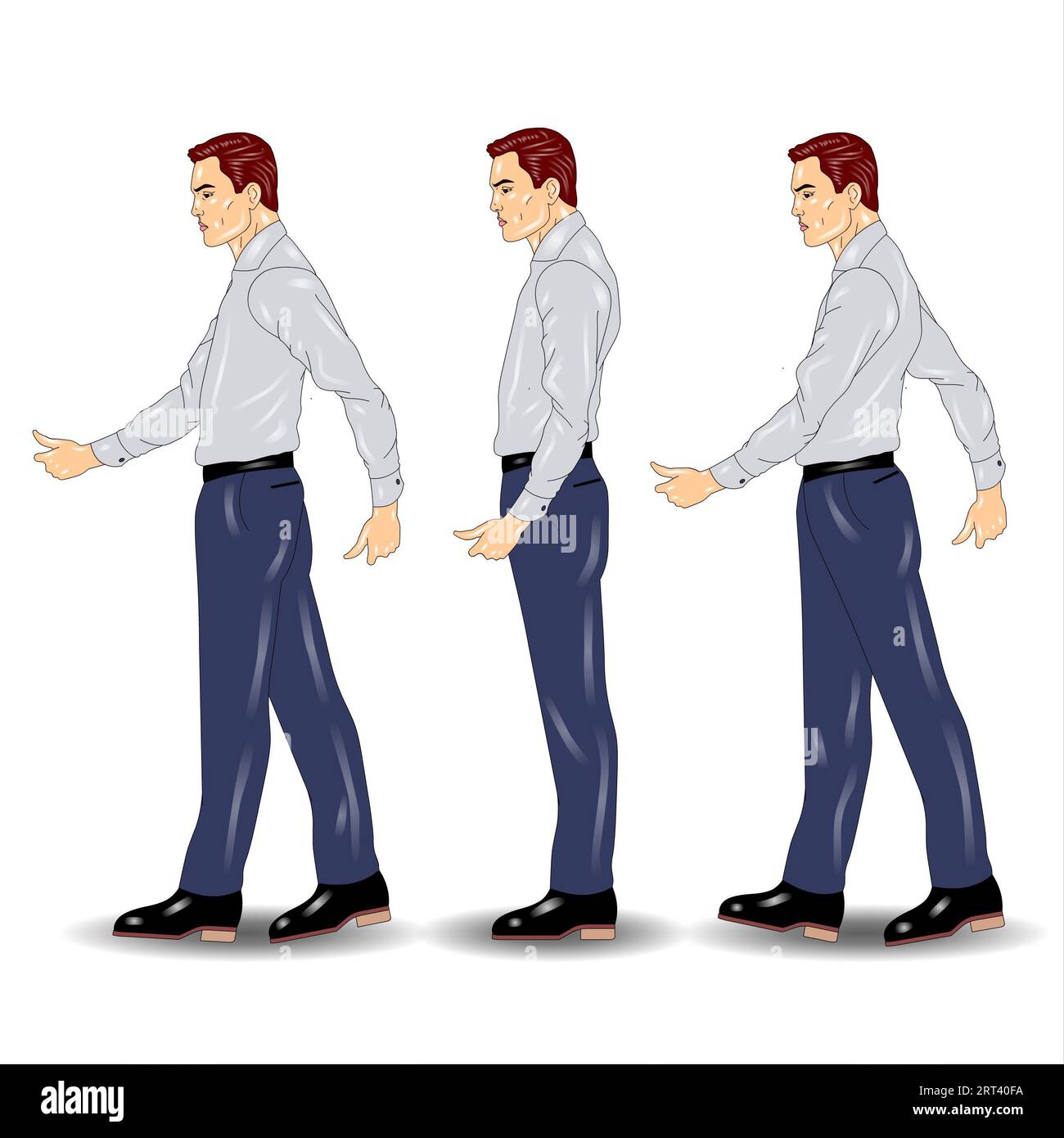Vector illustration of a man in a shirt and trousers on a white background Stock Photo
