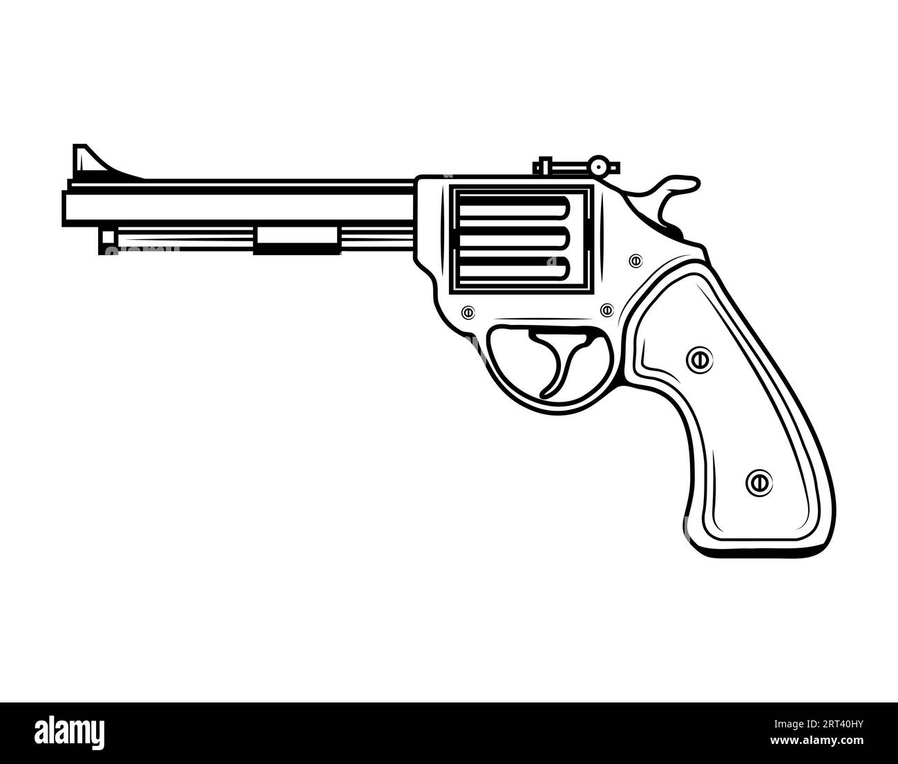 Revolver. Vector illustration of a Firearm, Handgun Stock Vector Image