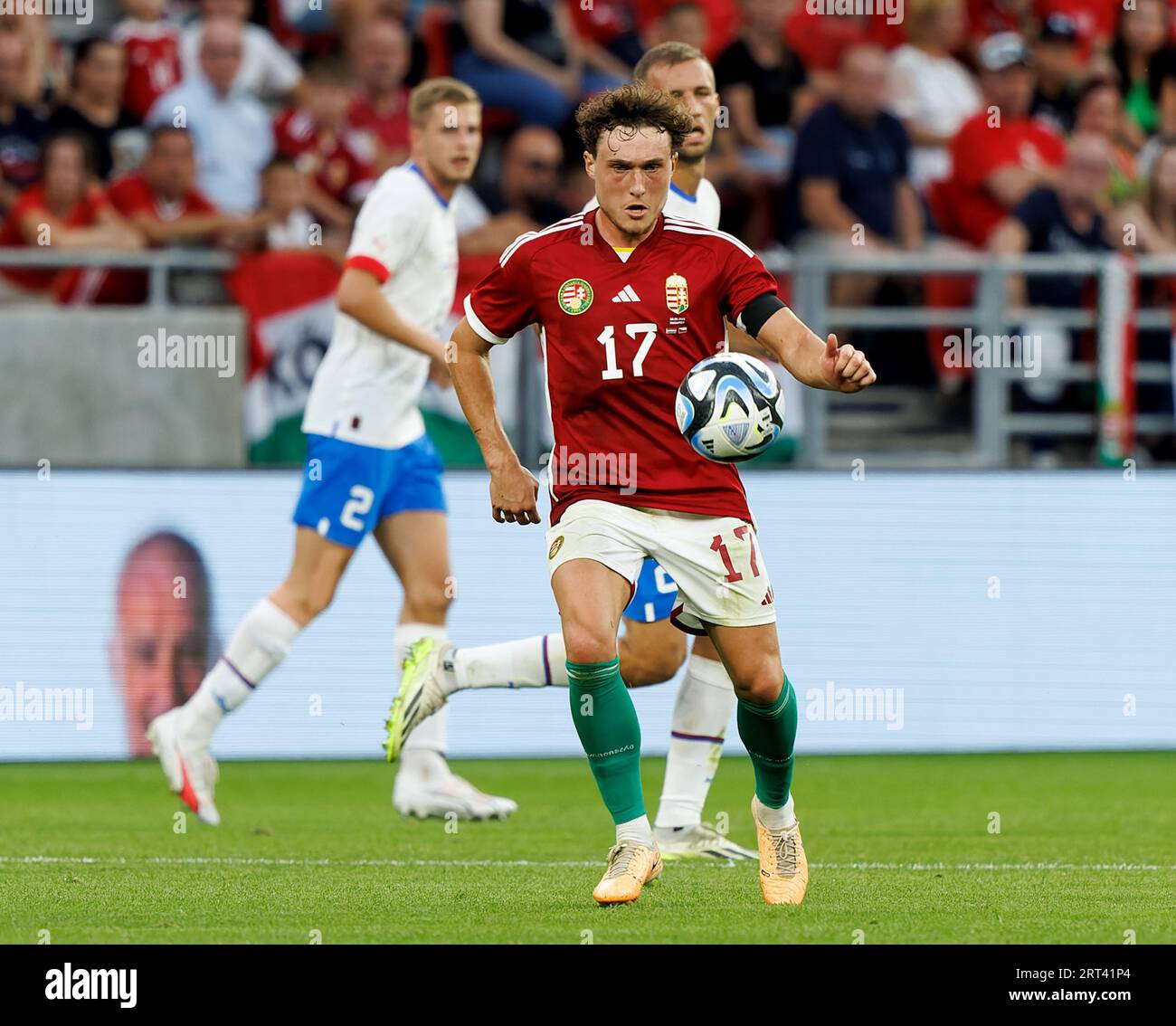 Budapest, Hungary. 10th September, 2023. Callum Styles of Hungary controls the ball during the International Friendly match between Hungary and Czech Republic at Puskas Arena on September 10, 2023 in Budapest, Hungary. Credit: Laszlo Szirtesi/Alamy Live News Stock Photo