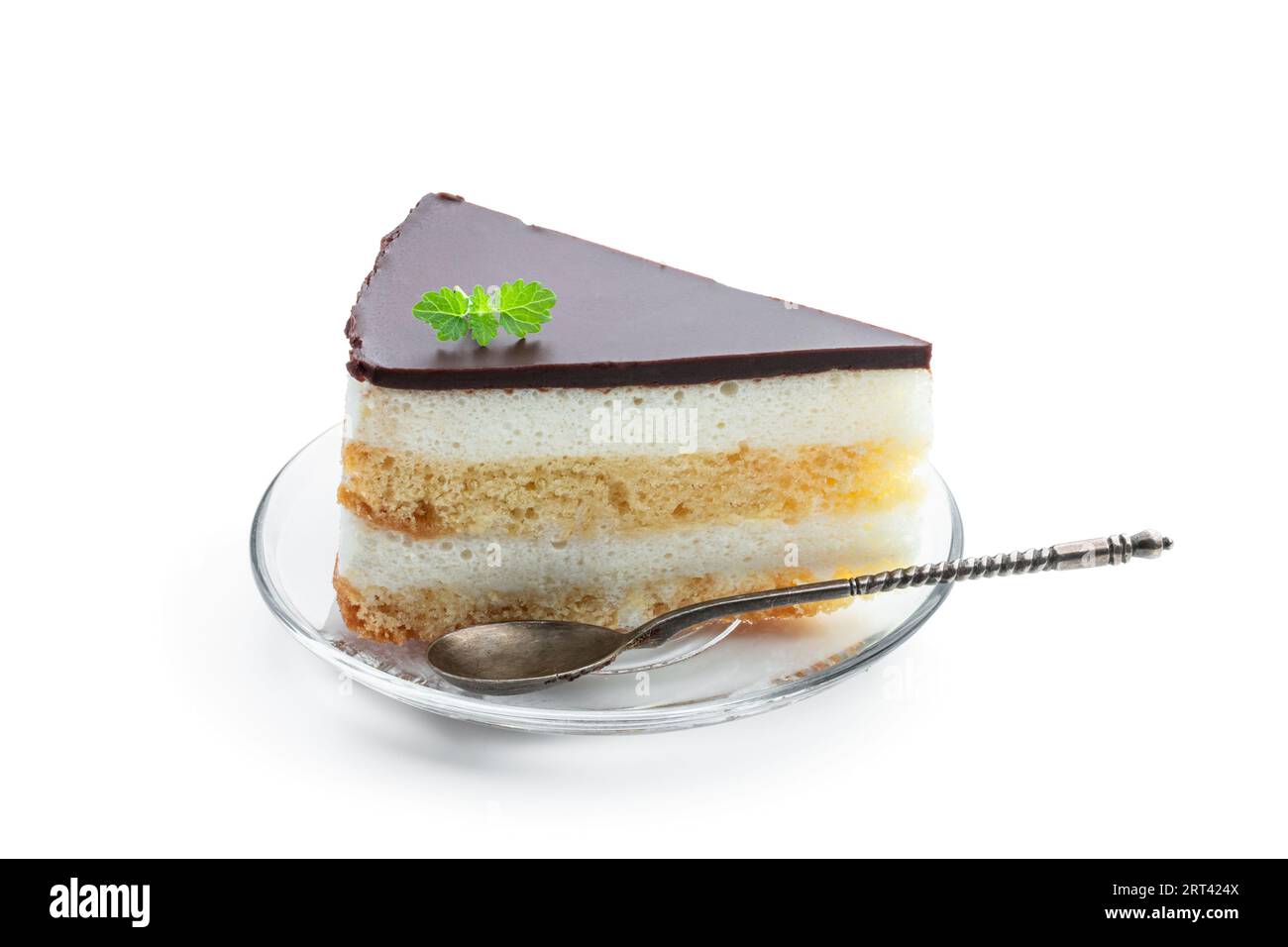 Souffle  cake slice isolated on white background Stock Photo