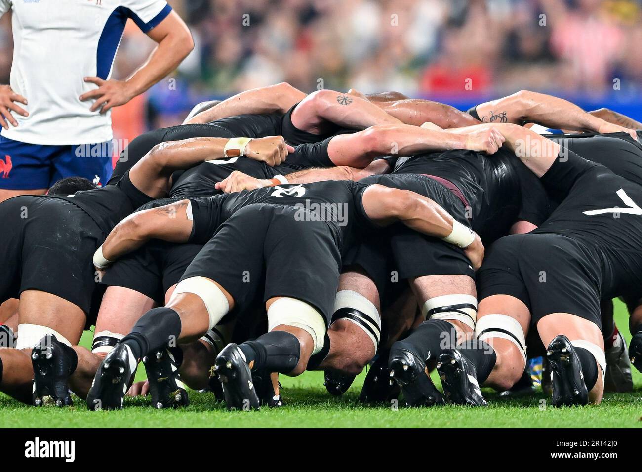 Scrum (scrummage) illustration during the Rugby World Cup RWC 2023 match France VS New Zealand All Blacks on September 8, 2023 at Stade de France, Saint-Denis near Paris, France. Photo Victor Joly / DPPI Stock Photo