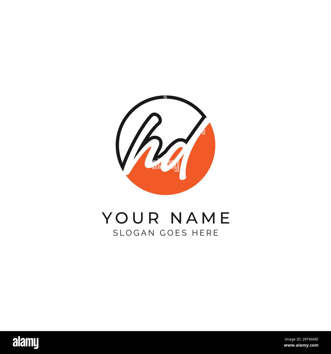 H, D, HD Initial letter handwritten and signature vector image template in round shape log Stock Vector