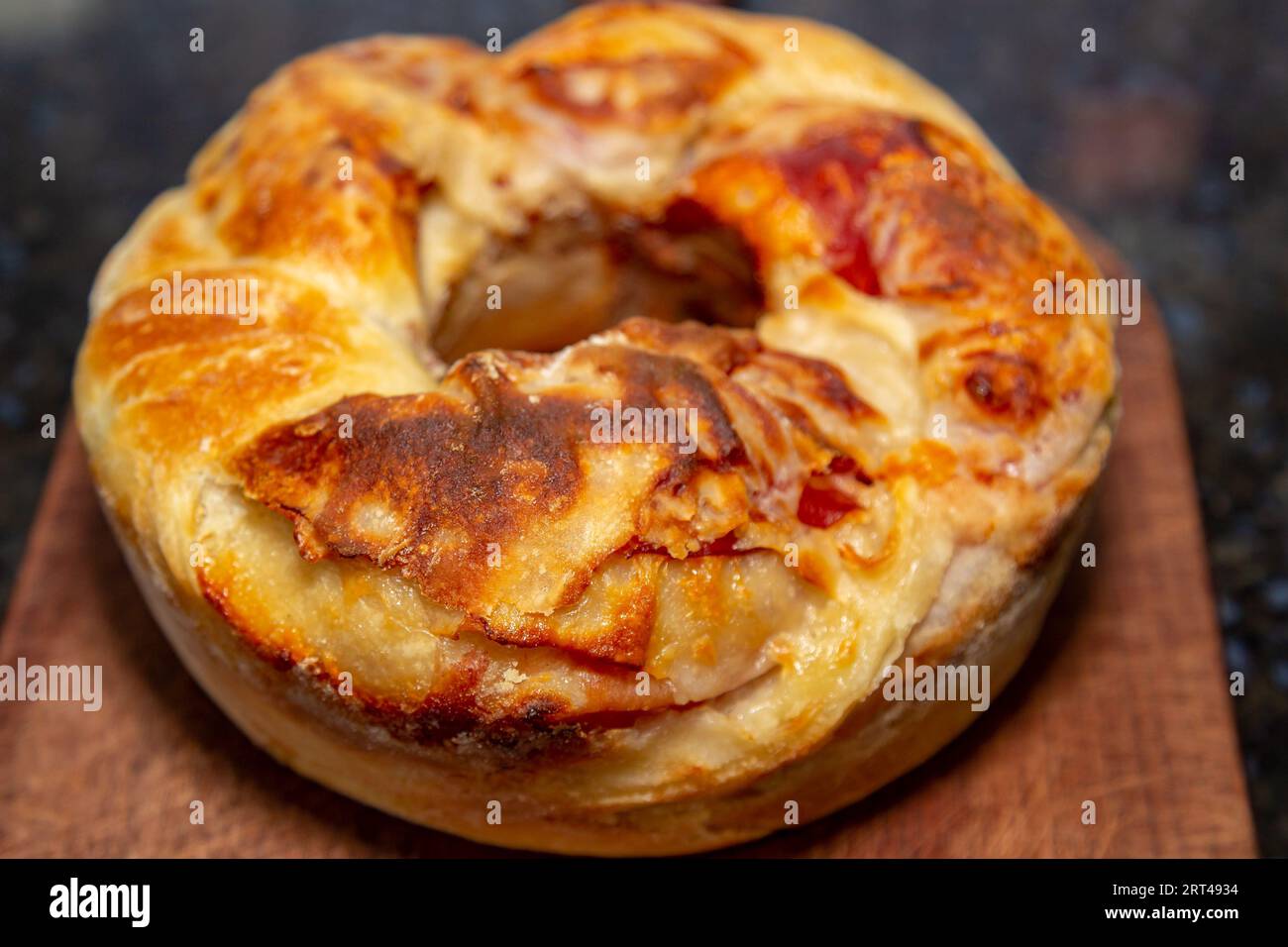 Traditional rustic pepperoni sausage bread Stock Photo Alamy
