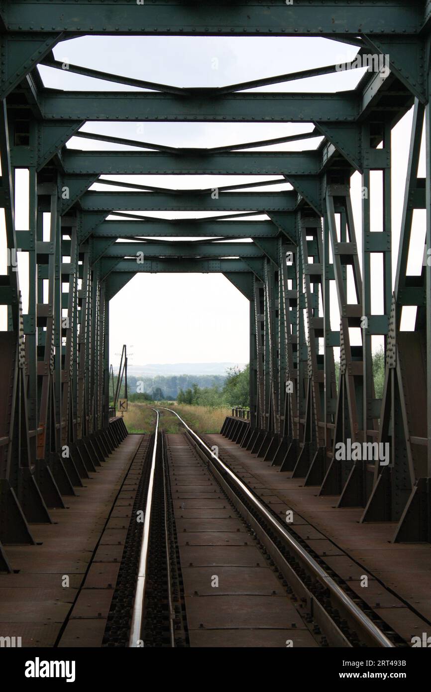 A railway bridge in Komárany, Slovakia. Stock Photo