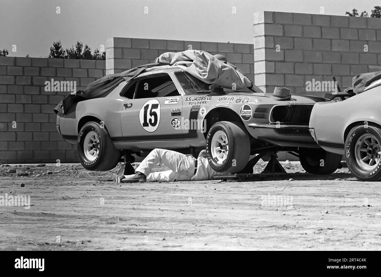 1971 Watkins Glen Trans Am,   Ford Mustang Boss 302,  #15 George Follmer Started 1st, Finished 2nd Stock Photo
