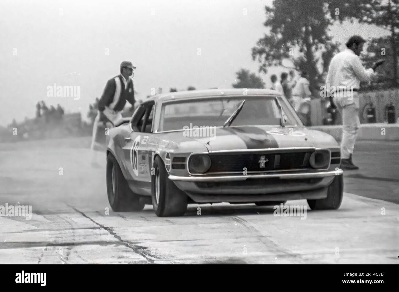 1971 Watkins Glen Trans Am; Peter Gregg; Bud Moore; Ford Mustang Boss 302; Started 5th; Finished 16th Stock Photo