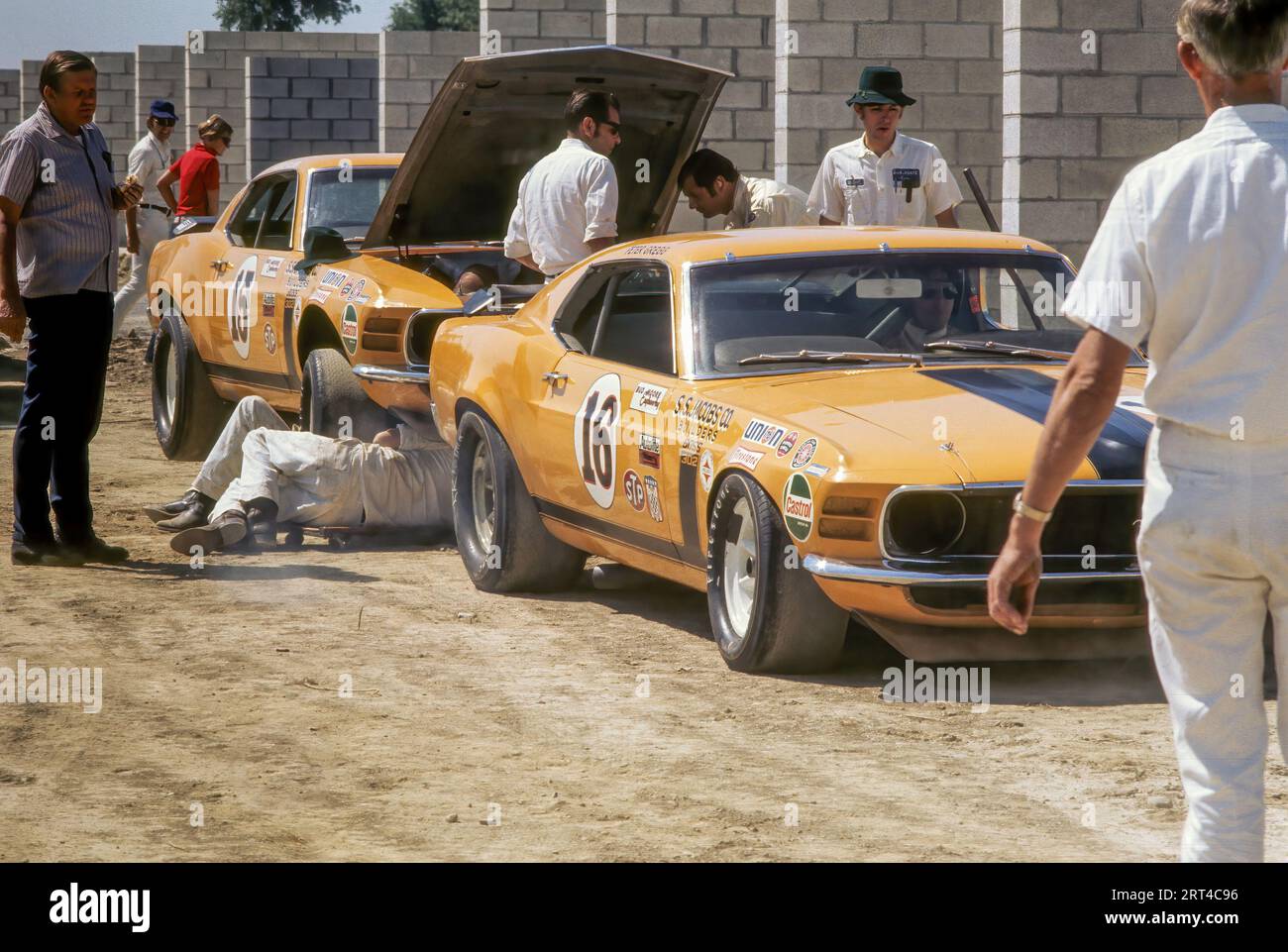 1971 Watkins Glen Trans Am, Bud Moore Ford Mustangs Boss 302, Drivers George Follmer, Peter Gregg Stock Photo