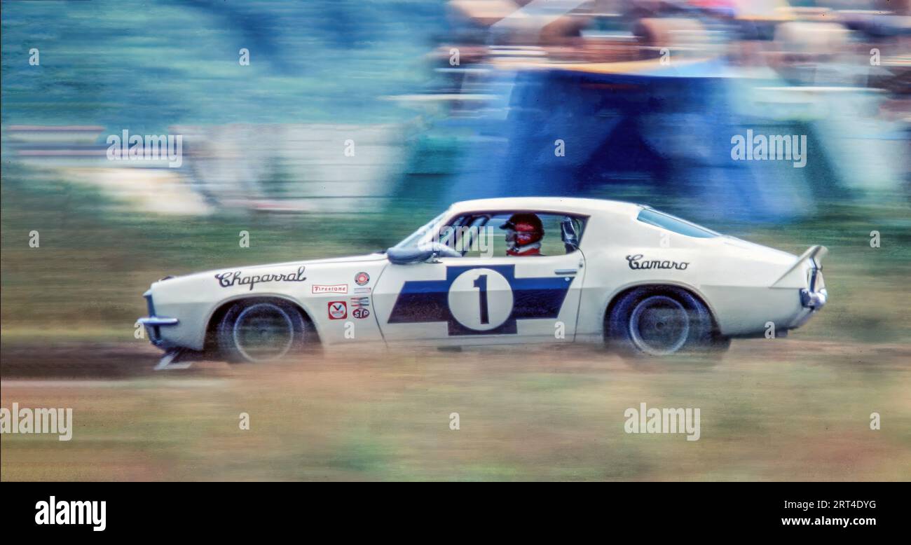 Vic Elford driving a Chaparral Cars Chevolet Camaco II in the 1970 Watkins Glen Trans Am, finished 1st Stock Photo
