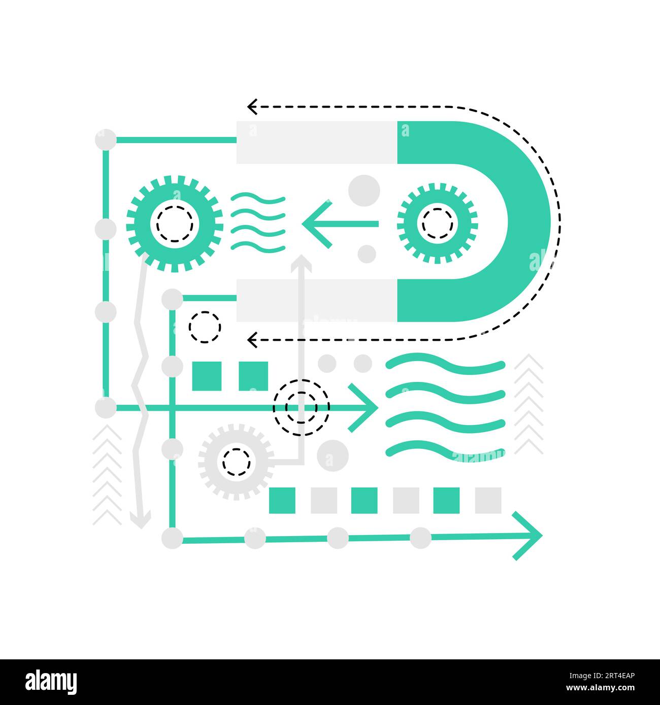 Physics magnetism movement. Genetics biochemistry science research vector illustration Stock Vector
