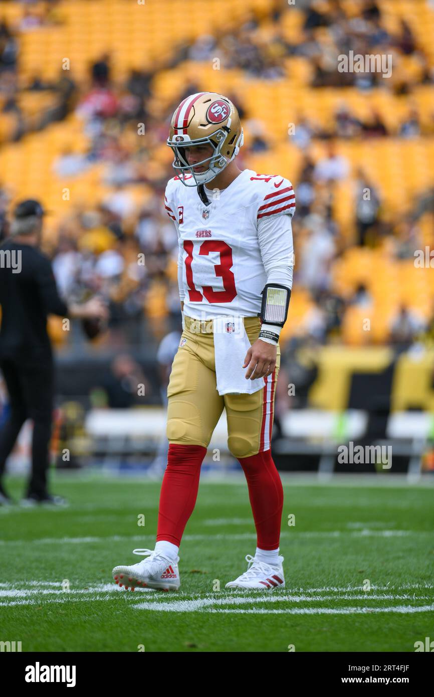 San Francisco 49ers wide receiver Brandon Aiyuk corrals quarterback Brock  Purdy's disrupted pass to get 49ers down to 22-yard line