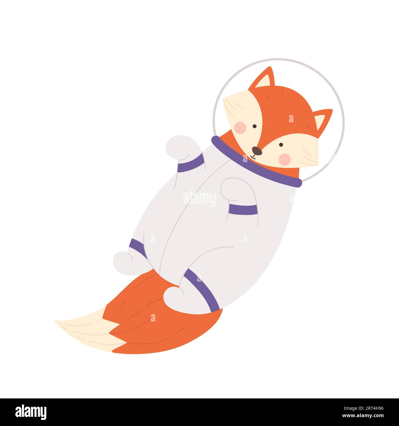 Cute fox in astronaut costume. Wild animal exploring space universe