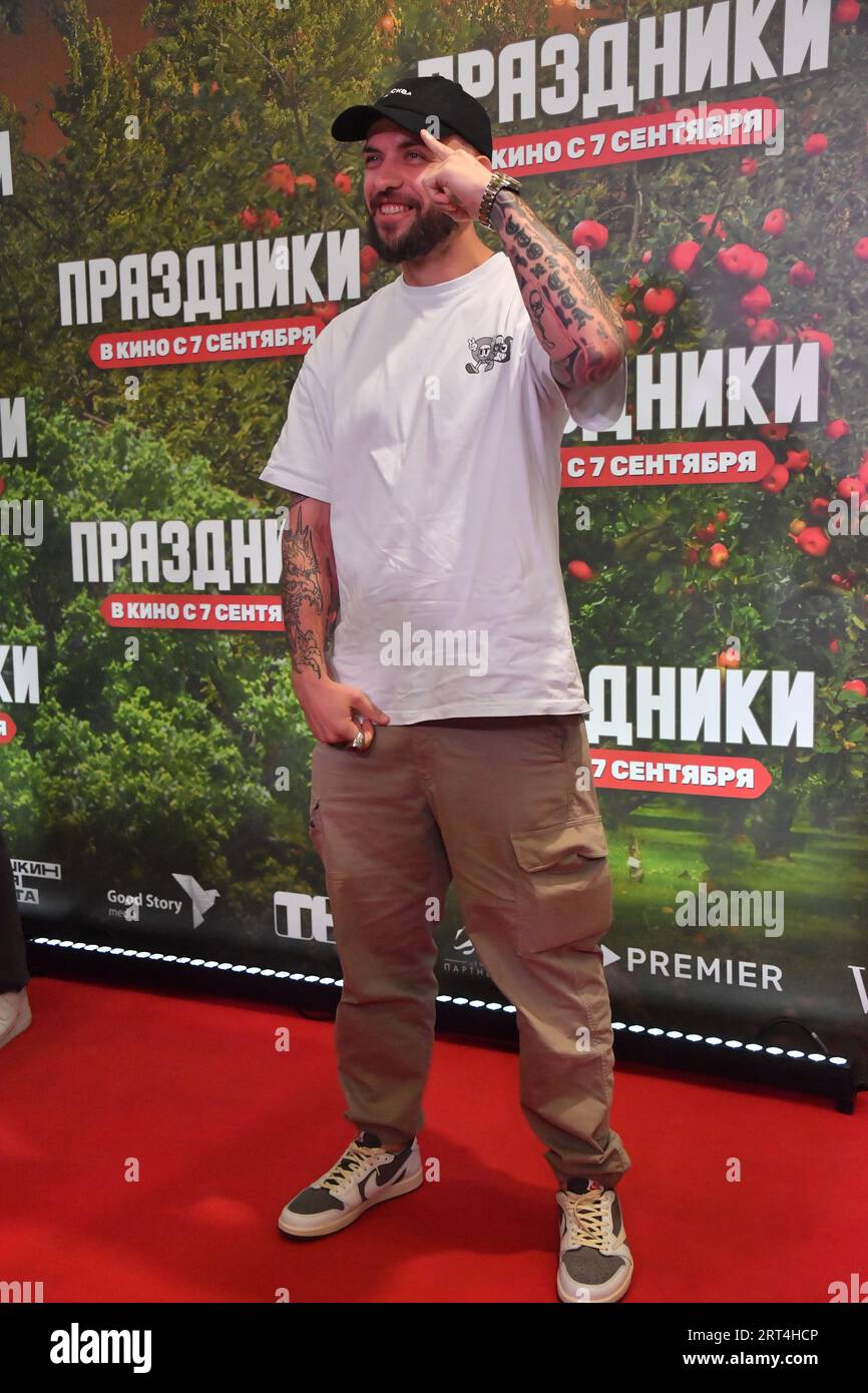 Moscow. Rap singer Alexander Stepanov (ST) at the premiere of the ...