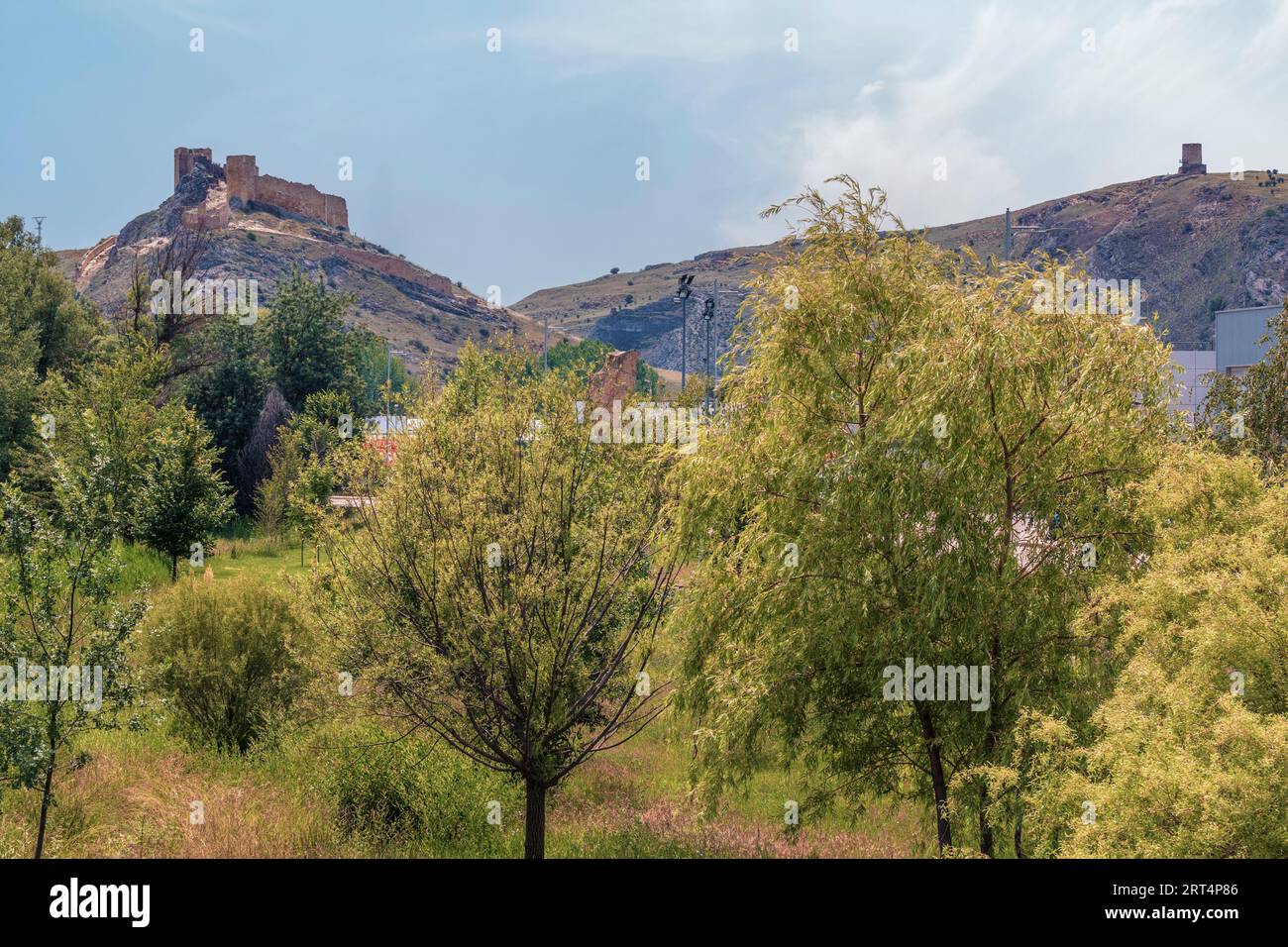 Osma Castle and the Uxama Watchtower in El Burgo de Osma-Ciudad de Osma, Soria, autonomous community of Castile and Leon, Spain Stock Photo
