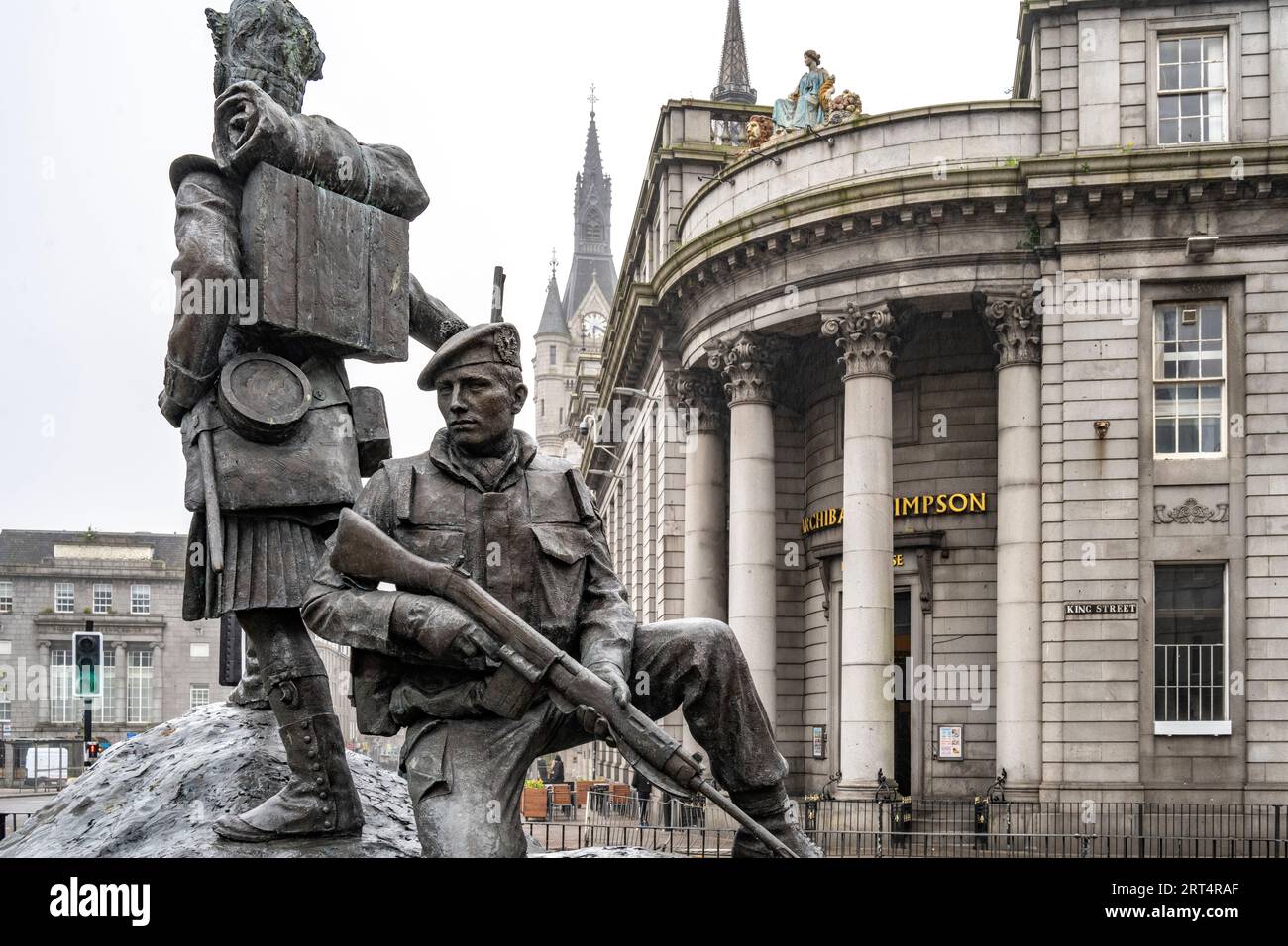 Gordon Highlanders statue in Aberdeen Scotland Stock Photo