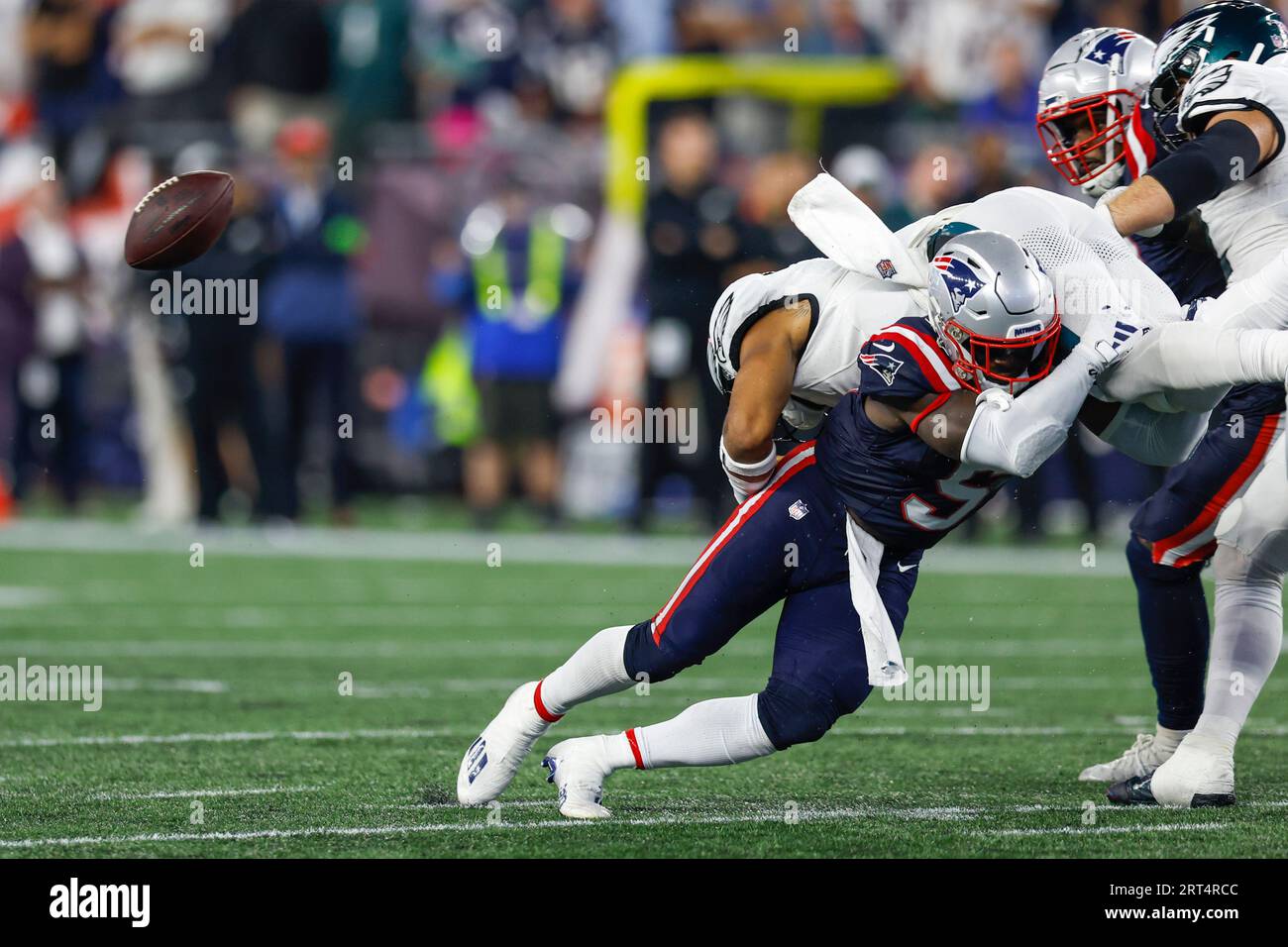 New England Patriots safety Jabrill Peppers (5) causes Philadelphia