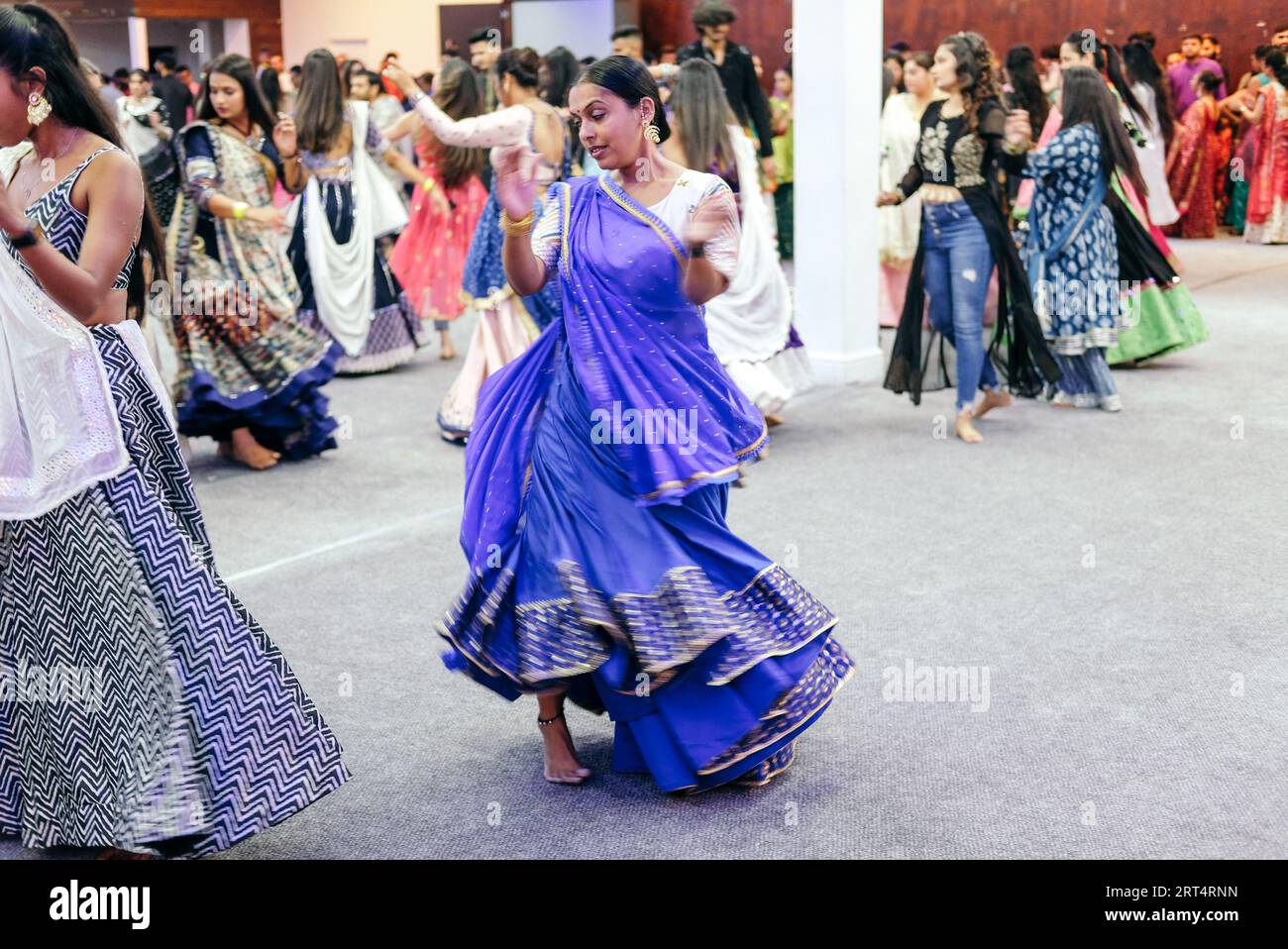 London, UK. 10th September 2023.  Hundreds of attendees celebrate the lead up to Navratri with a “Pre Navratri” evening of dance, song, and traditional fashion and food. Performers included the “Garba Queen” Kinjal Dave, and Nilesh Gadhvi. © Simon King/ Alamy Live News Stock Photo
