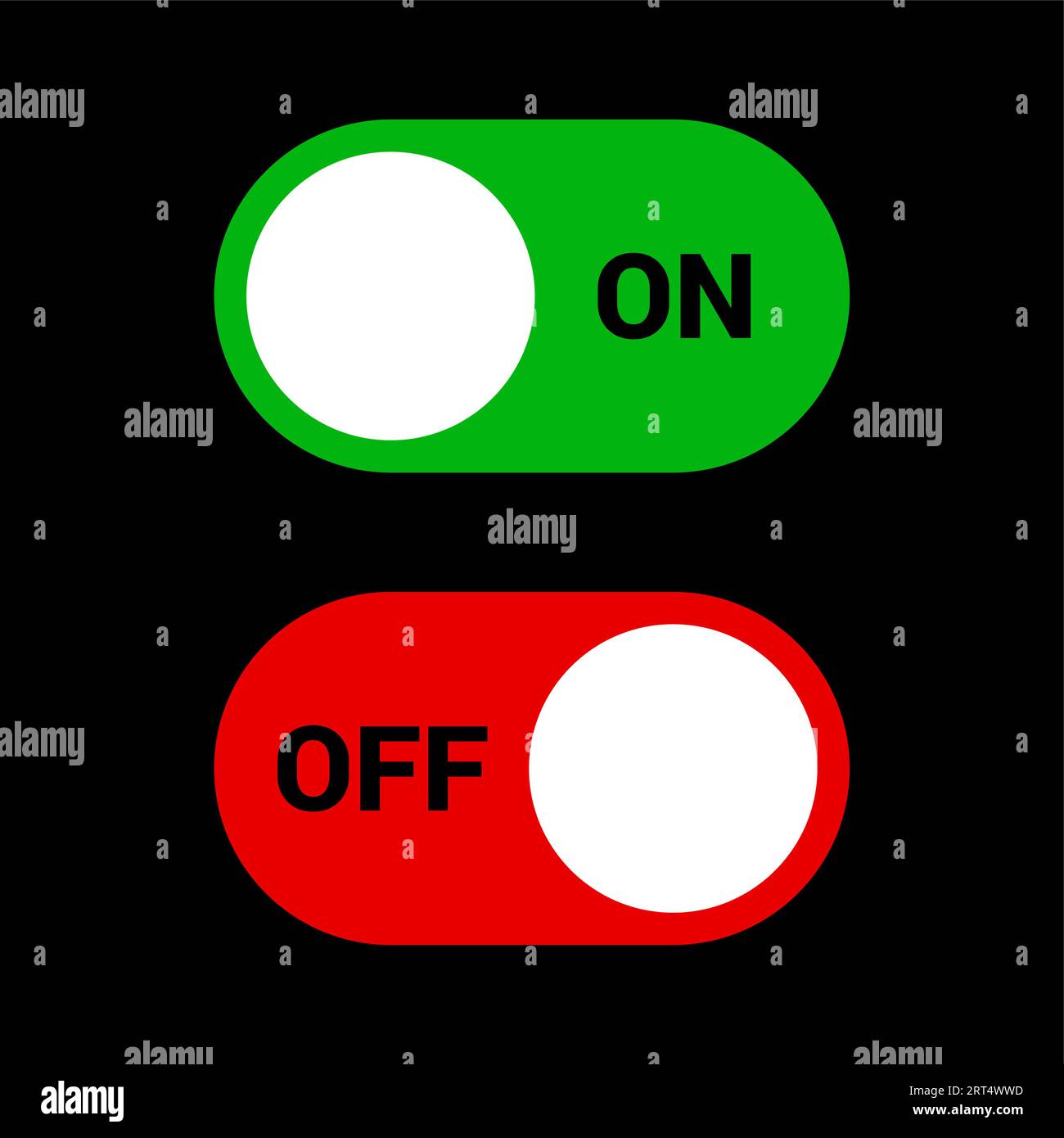 Switch on and Off Toggle. On and Off Toggle Switch Buttons Graphic