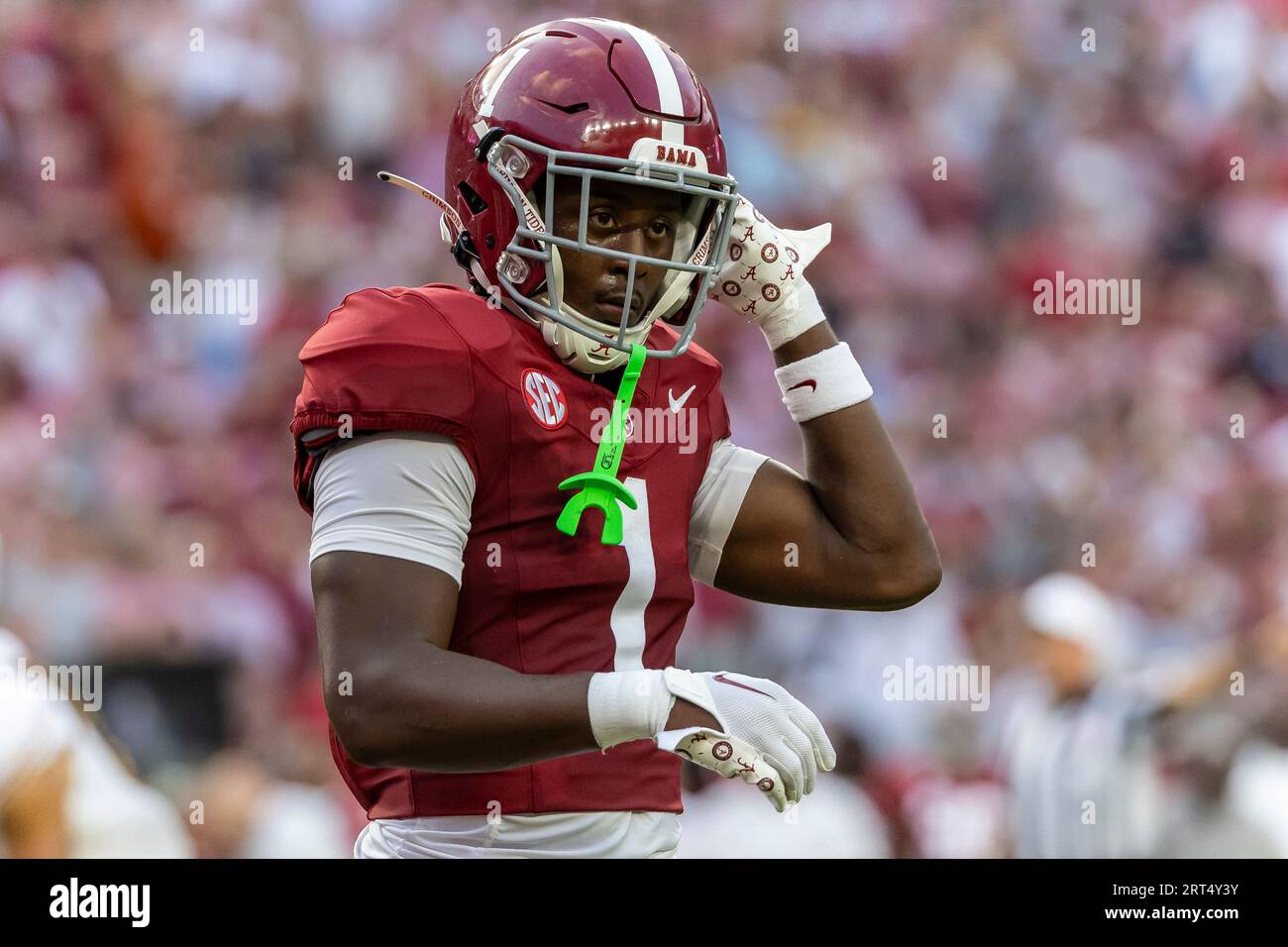 Alabama defensive back KoolAid McKinstry (1) prepares to defend a play