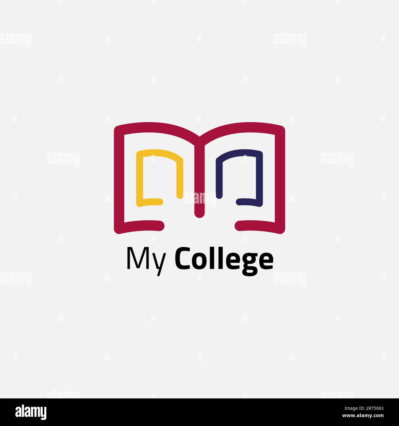 Educational logo with shapes like books and letters stock vector image