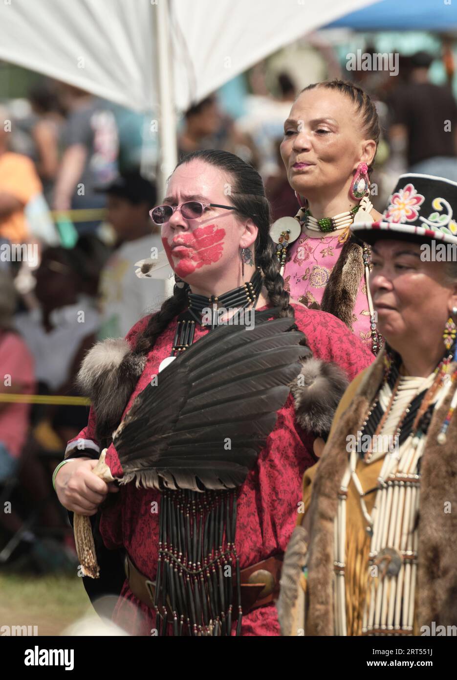 Traditional dancers at the Nanticoke Powwow 2023, Milton, Delaware USA. Stock Photo