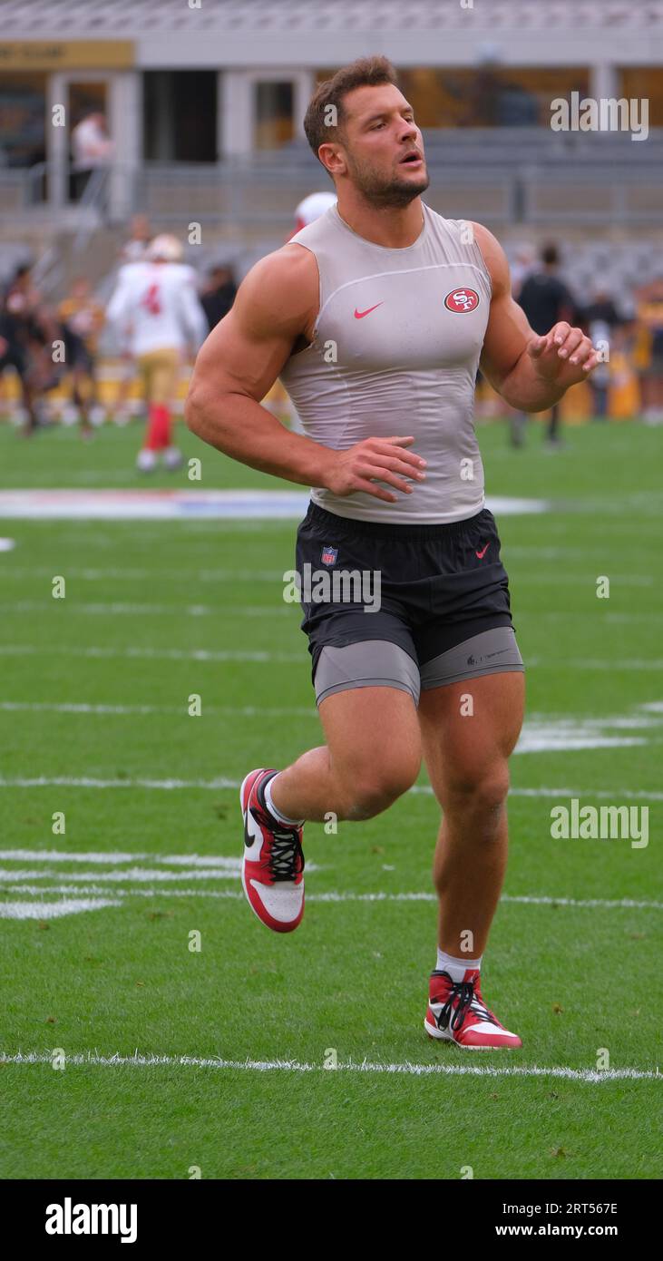 Pittsburgh, USA. 10th Sep, 2023. SEPT 10, 2023: George Kittle #85 during  the Pittsburgh Steelers vs San Francisco 49ers in Pittsburgh, PA. Jason  Pohuski/CSM/Sipa USA(Credit Image: © Jason Pohuski/Cal Sport Media/Sipa USA)