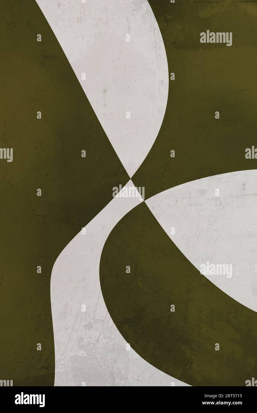 An abstract artwork of sweeping curves in a gradation of green and