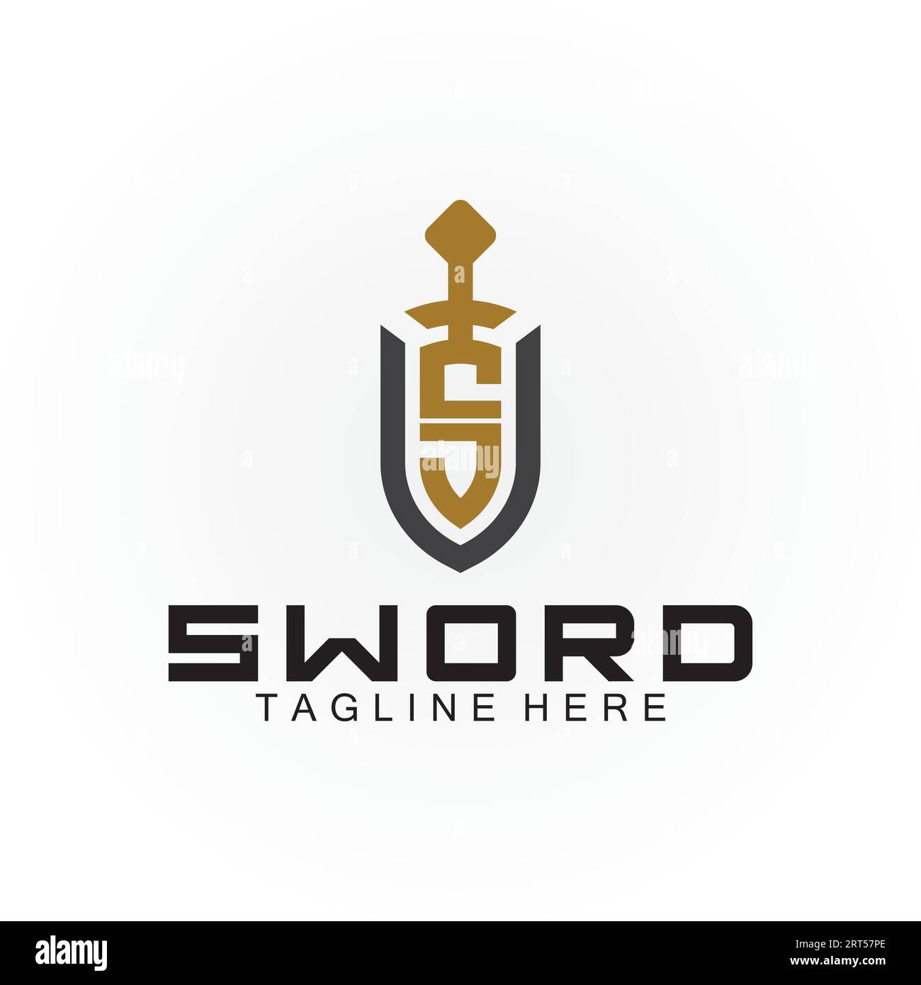 Letter S sword and shield logo design Stock Vector
