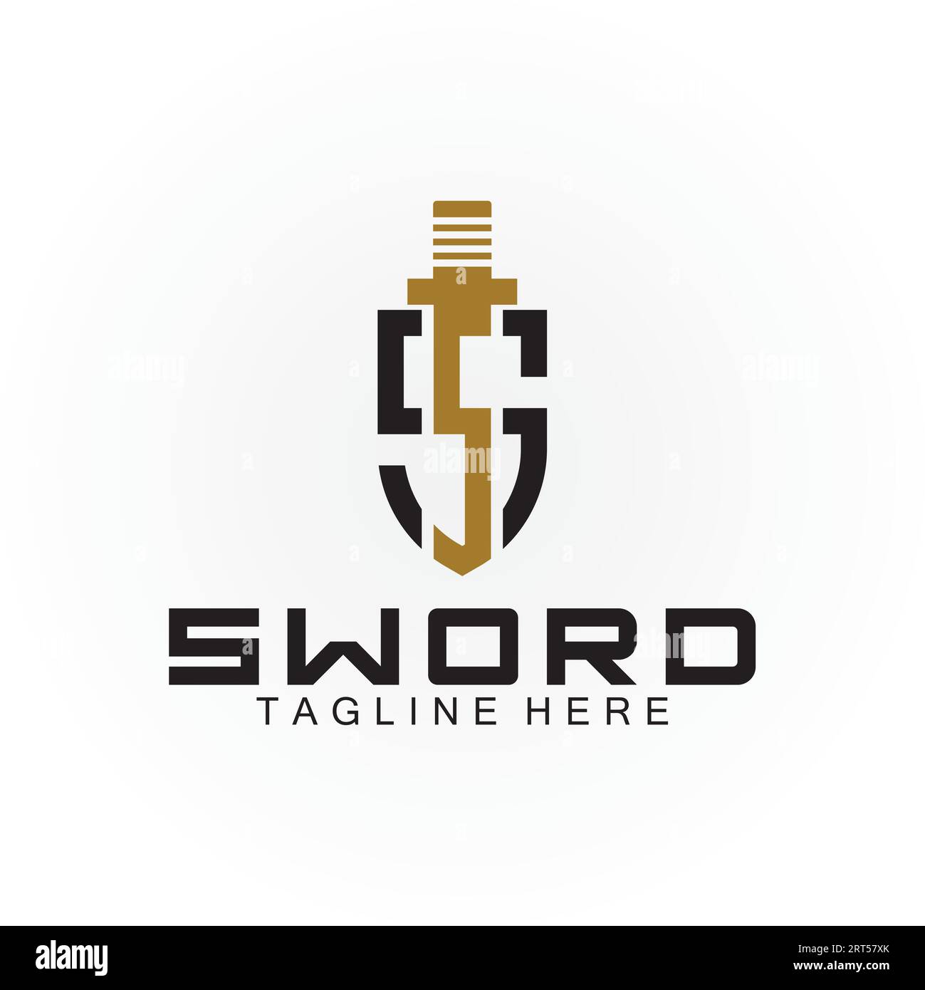 Letter S sword and shield logo design Stock Vector