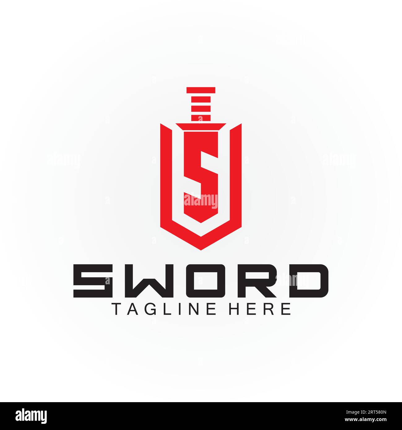 Letter S sword and shield logo design Stock Vector