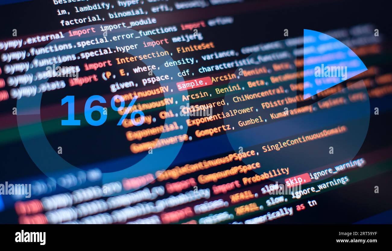 Monitor closeup of function source code. Abstract IT technology ...