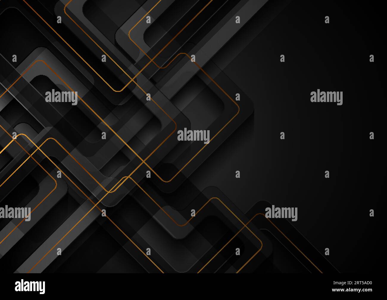 Black geometric modern background with abstract golden lines. Vector ...