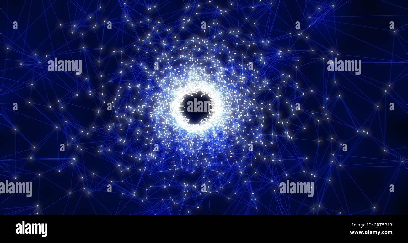 A spinning bright luminous blue unusual beautiful tunnel spiral of ...