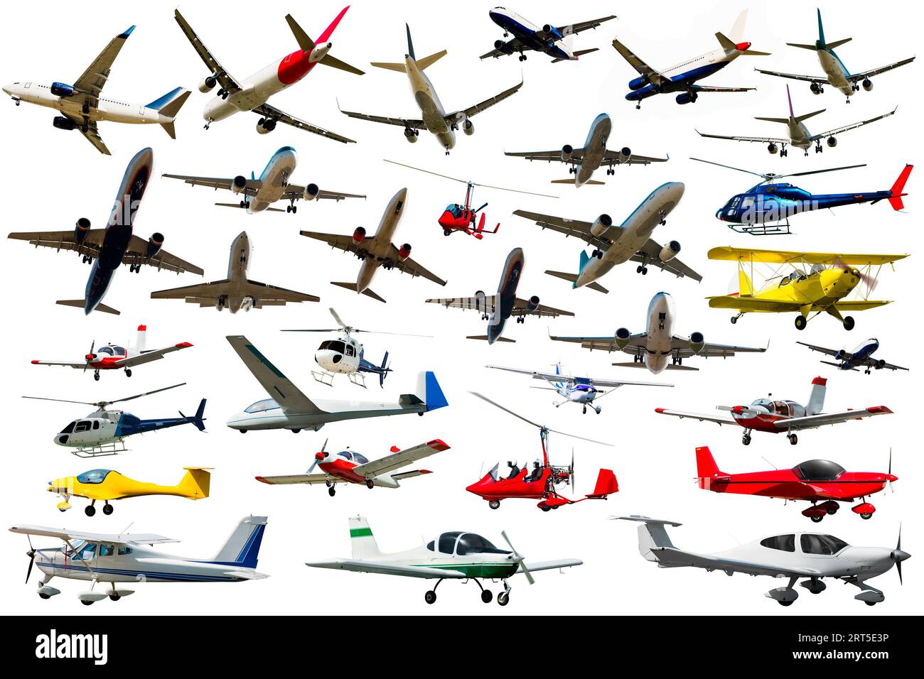 Different airplanes isolated on white stock photo alamy