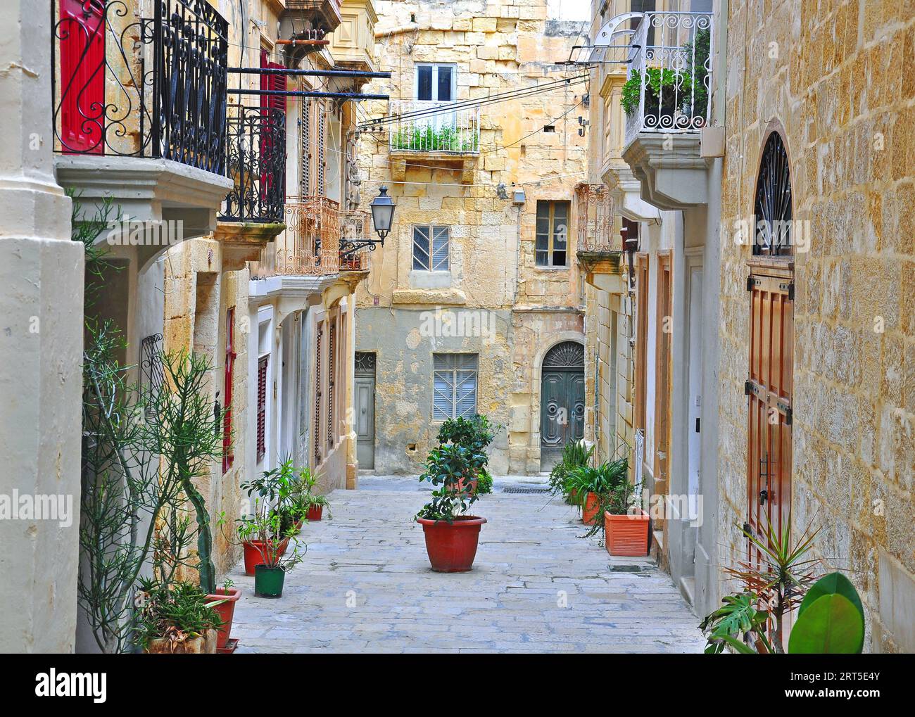 Typical Mediterranean patio, La Valletta, Malta Stock Photo