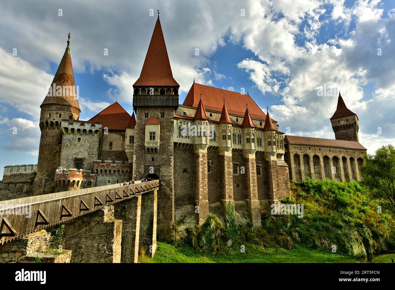 The fairy tale like Corvin Castle in Hunedoara, Romania Stock Photo