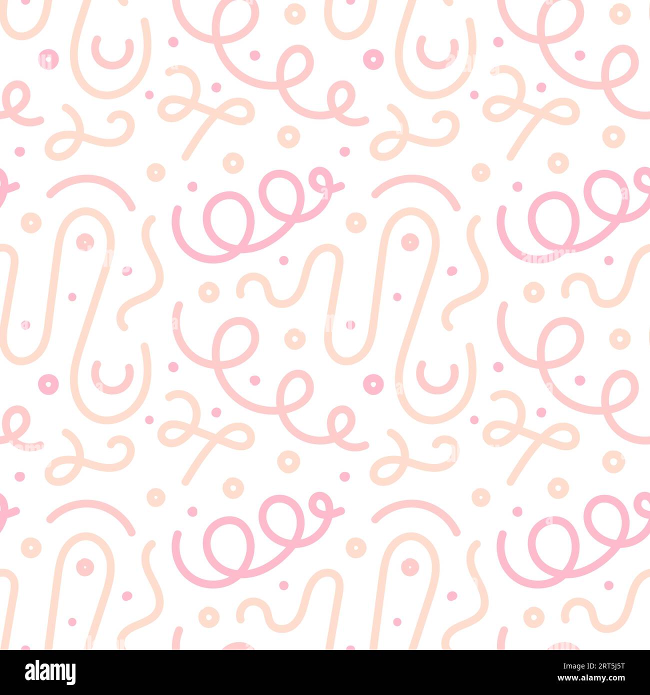 Seamless scribble lines pink abstract pattern illustration in squiggle