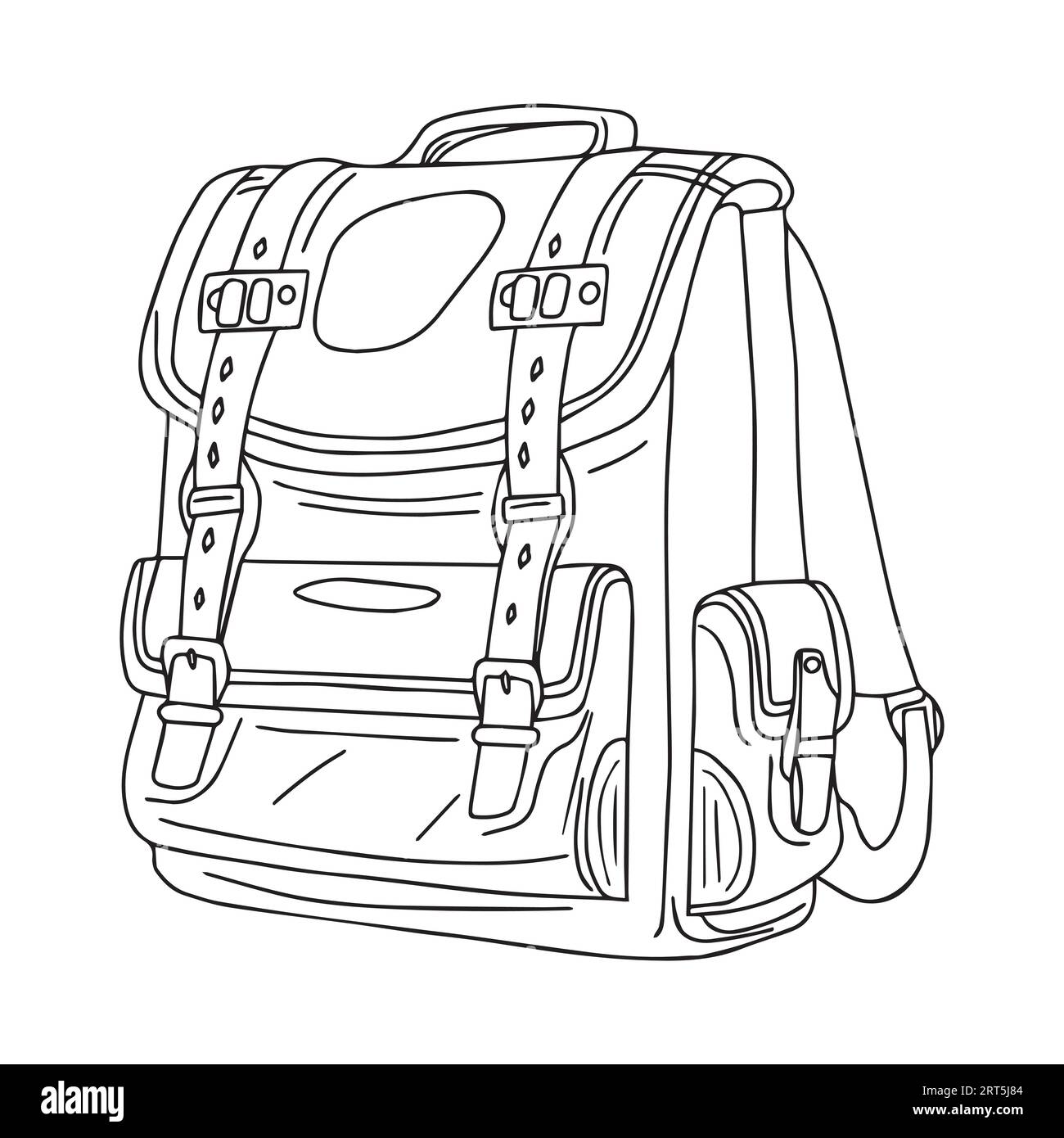 sketch of a backpack with clasps, backpack for hiking, design
