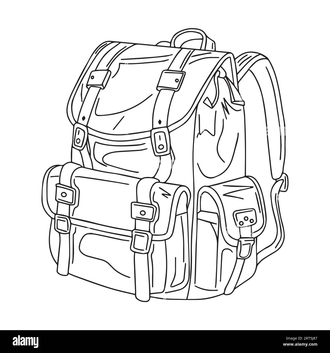 sketch of a backpack with clasps, backpack for hiking, design