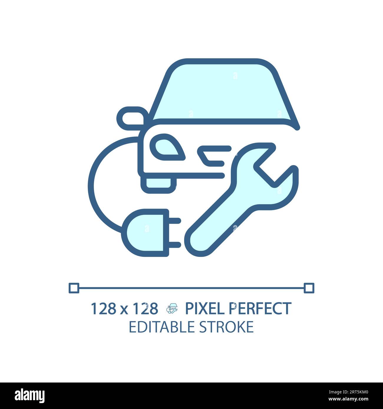 2D customizable thin linear blue electric car charging icon Stock Vector