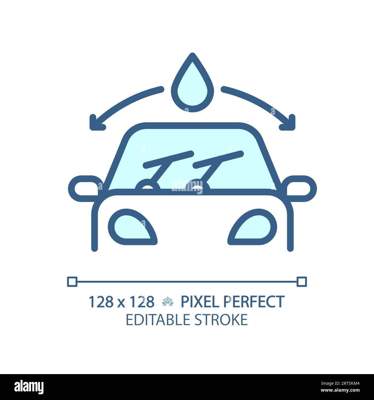 2D customizable thin linear blue car windshield icon Stock Vector