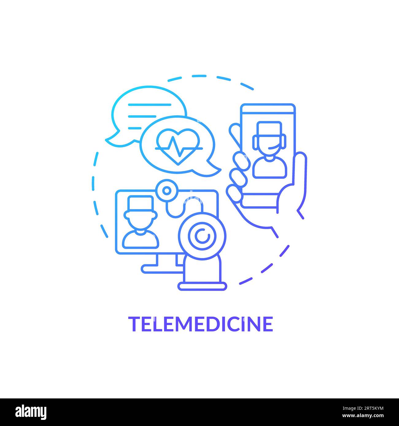 Blue linear gradient icon telemedicine concept Stock Vector