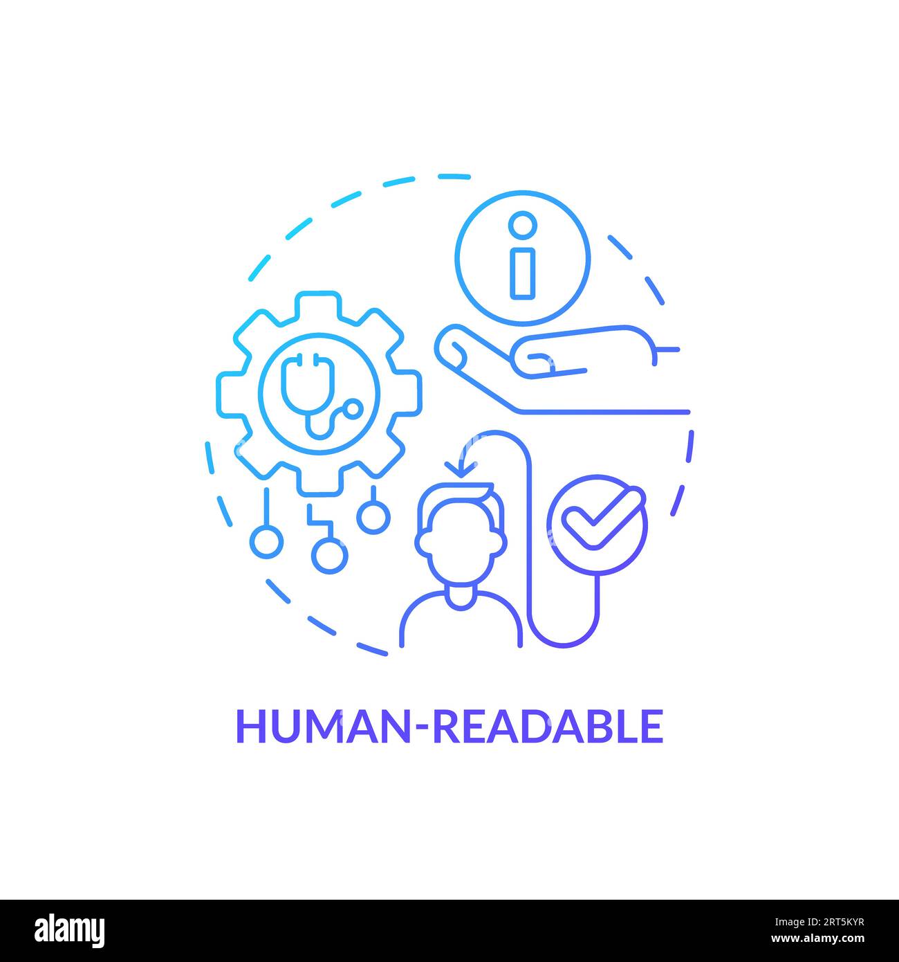 Blue linear gradient icon human-readable concept Stock Vector