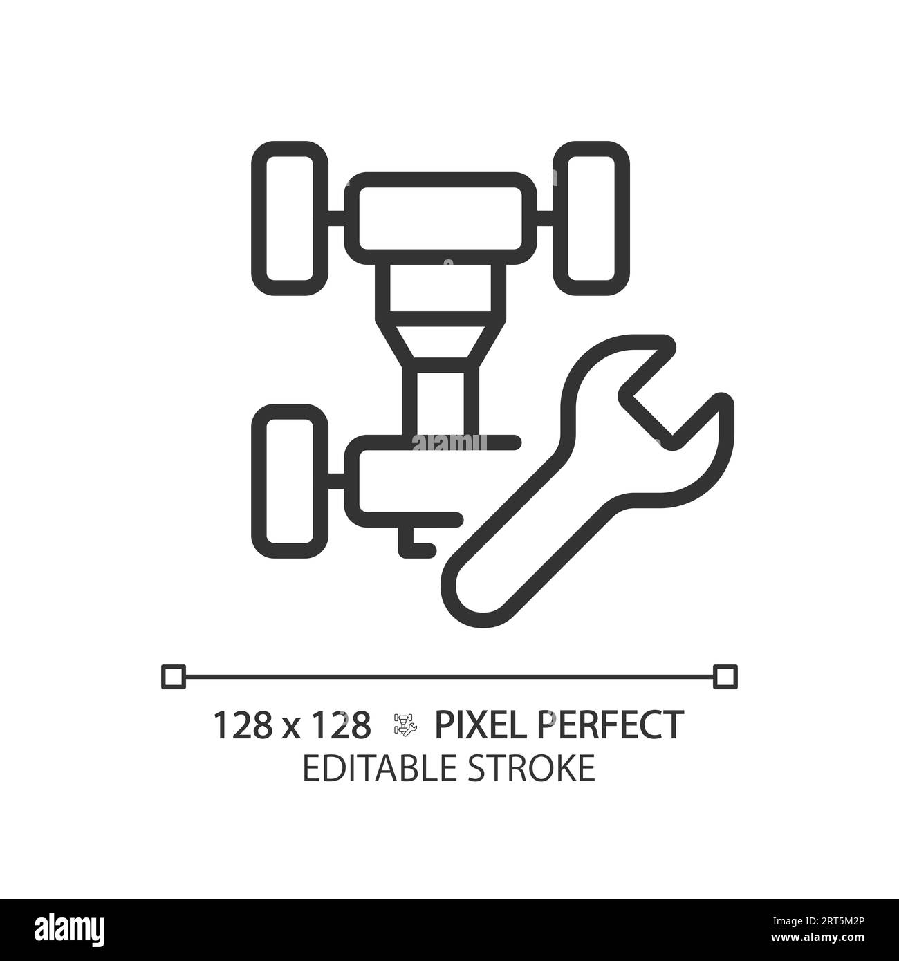 2D customizable thin line black car chassis repair icon Stock Vector