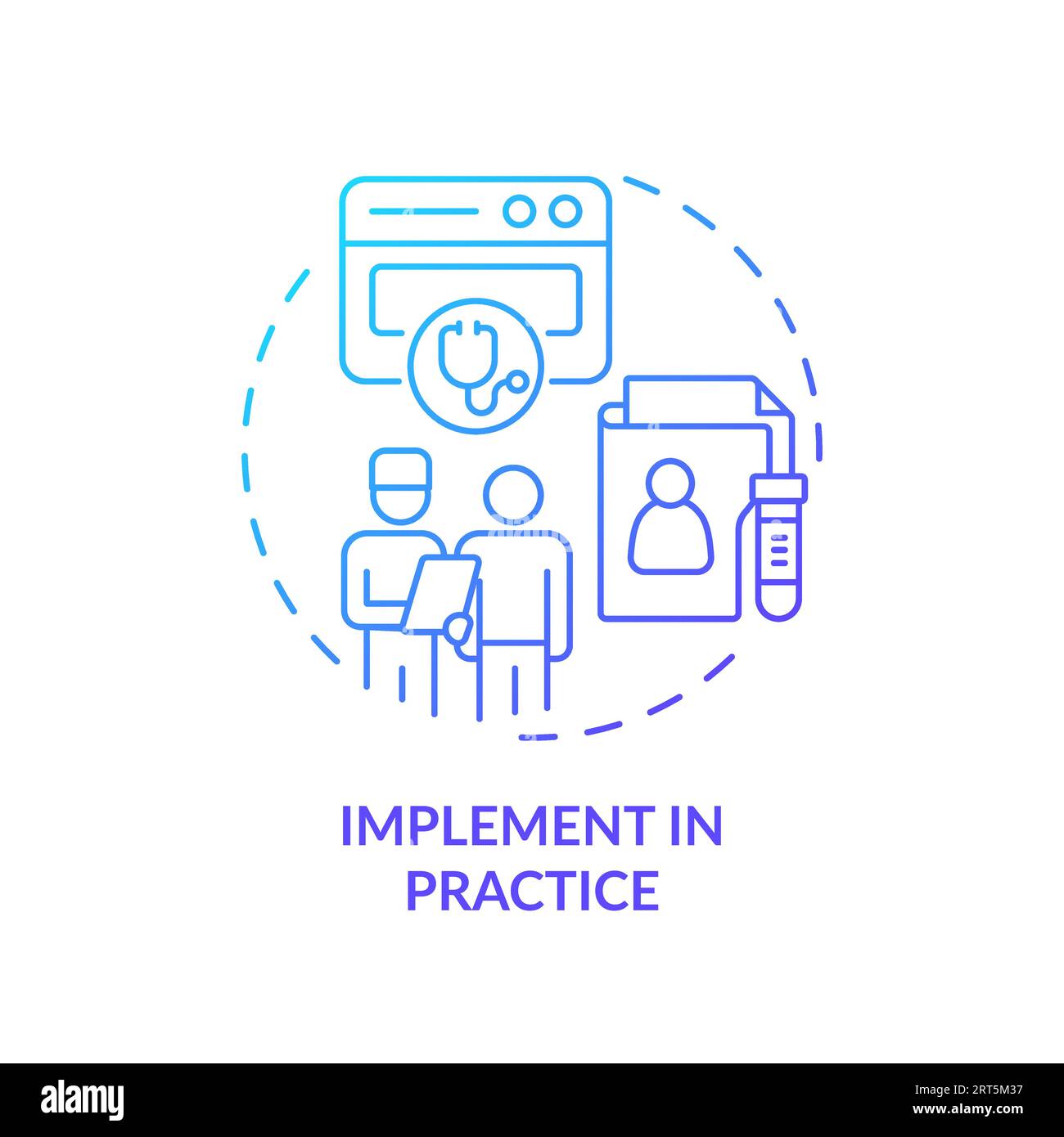 Blue Linear Gradient Icon Implement In Practice Concept Stock Vector